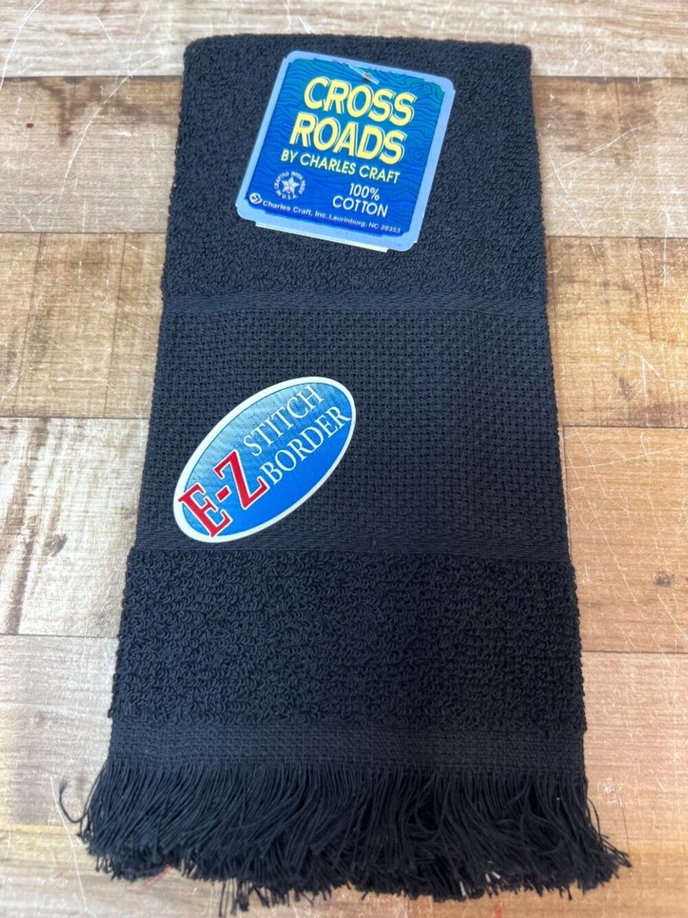 Cross Roads By Charles Craft Black Fingertip Towel 100% Cotton With E-Z Stitch B